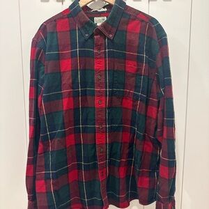 L.L. Bean Red and Green Plaid Button-Down Shirt